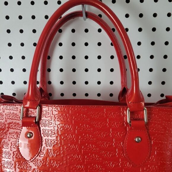 Folli Follie Red Patent Logomania Handbag - Picture 3 of 14